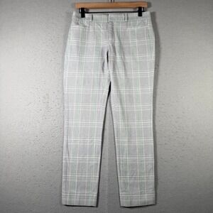 Banana Republic Sloan‎ Plaid Dress Pants Womens 2 Grey Green Slim Stretch 583869